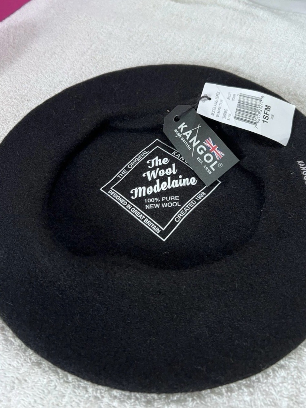 Kangol Modelaine Beret Black 100% Pure New Wool NWT One Size 3388BC 1SFM